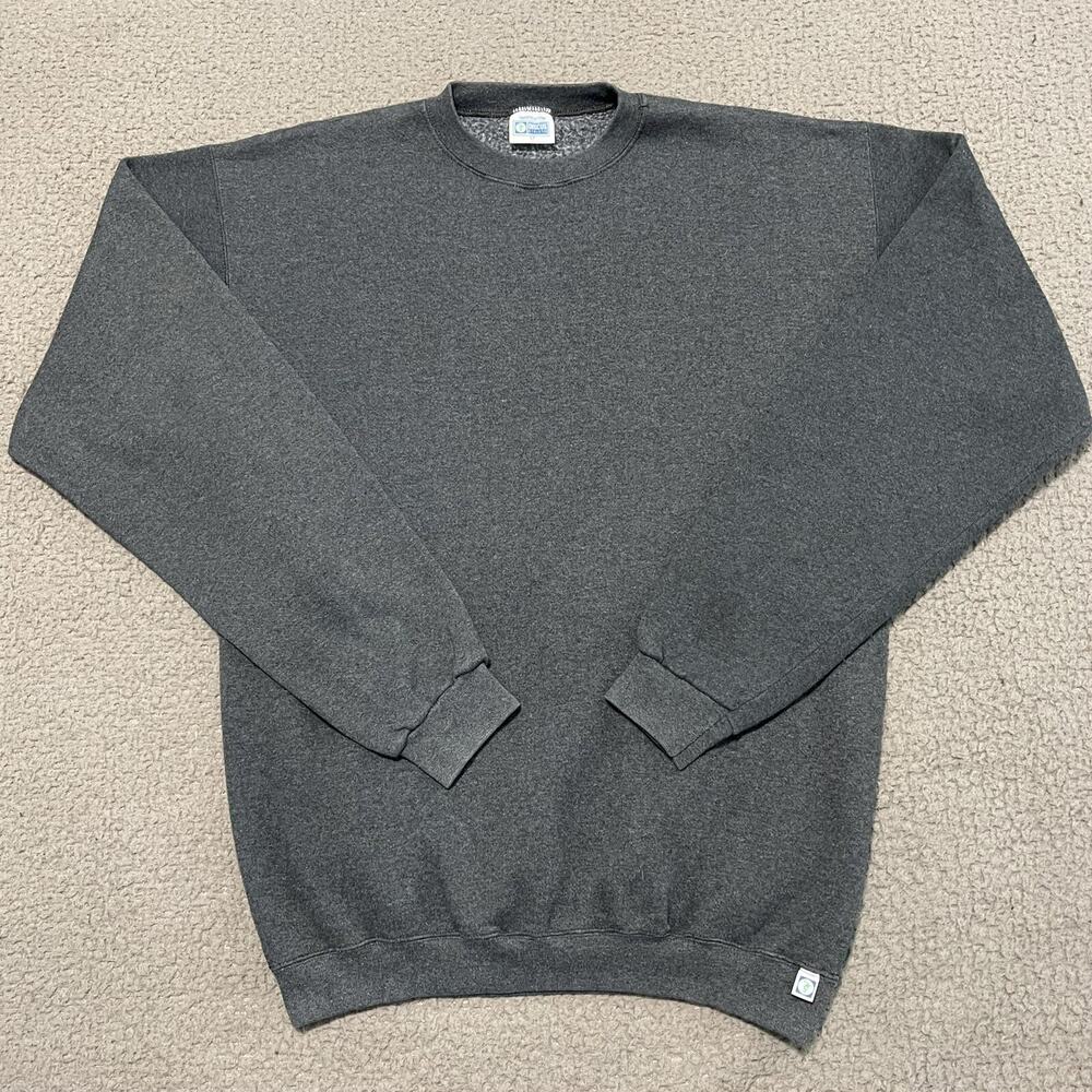 Discus Sweatshirt Mens LT Gray Long Sleeve Crew Neck Vintage Tultex Pullover